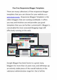 Five Free Responsive Blogger Templates