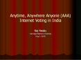 Anytime, Anywhere Anyone (AAA) Internet Voting in India PowerPoint PPT Presentation