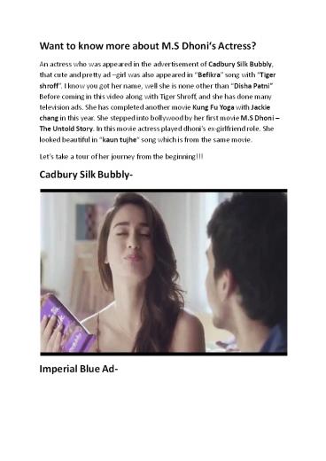 How Disha Patni Stepped Into Bollywood?