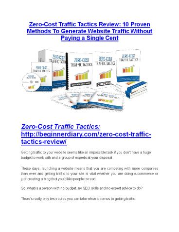 Zero-Cost Traffic Tactics review pro-$15900 bonuses (free)