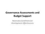 Governance Assessments and Budget Support