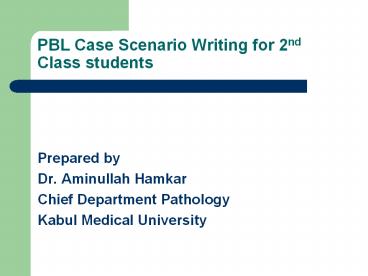 PBL Case Scenario Writing for 2nd Class students