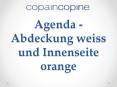 Agenda - Abdeckung weiss und Innenseite orange PowerPoint PPT Presentation