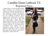 Camilla Glenn of Lubbock TX - Registered Nurse