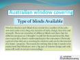 Australian window covering type of blinds PowerPoint PPT Presentation