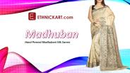 Hand penned Madhubani silk sarees-ETHNICKART