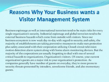 Reasons Why Your Business wants a Visitor Management System