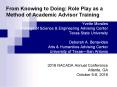 From Knowing to Doing: Role Play as a Method of Academic Advisor Training PowerPoint PPT Presentation