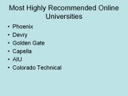 Most Highly Recommended Online Universities