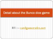 Detail about the Bunco dice game