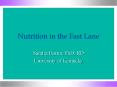 Nutrition in the Fast Lane PowerPoint PPT Presentation