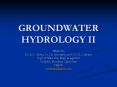 GROUNDWATER HYDROLOGY II PowerPoint PPT Presentation