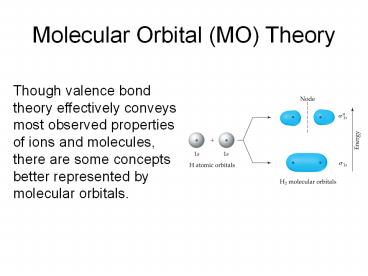 Molecular Orbital (MO) Theory