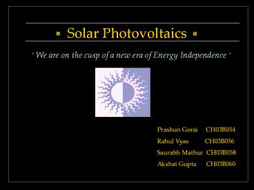 Solar Photovoltaics