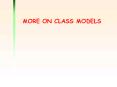 MORE ON CLASS MODELS PowerPoint PPT Presentation