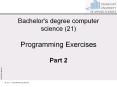 Bachelor's degree computer science (21) Programming Exercises  Part 2 PowerPoint PPT Presentation