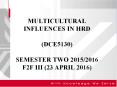 MULTICULTURAL INFLUENCES IN HRD (DCE5130)  SEMESTER TWO 2015/2016 F2F III (23 APRIL 2016) PowerPoint PPT Presentation