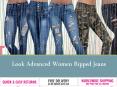 Look Advanced Women Ripped Jeans PowerPoint PPT Presentation