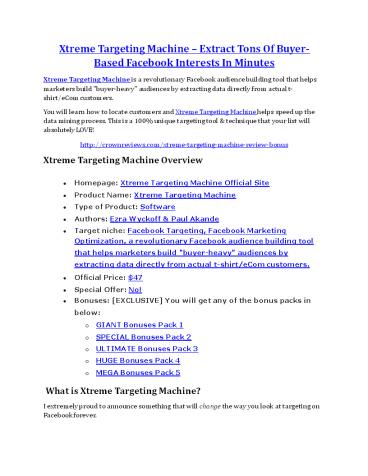 Xtreme Targeting Machine review and (SECRET) $13600 bonus