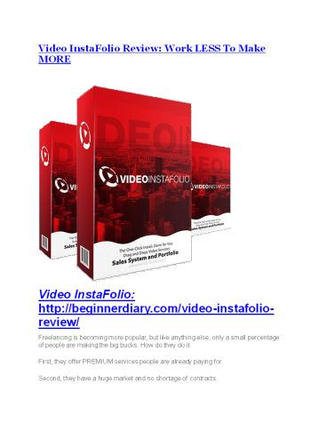 Video InstaFolio reviews and bonuses Video InstaFolio