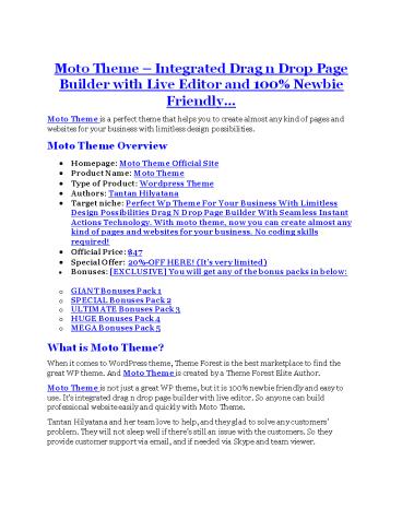 Moto Theme review and (COOL) $32400 bonuses