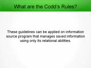 What are the Codd’s Rules?