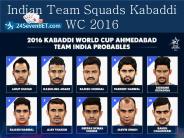 Indian Team Squads Kabaddi WC 2016