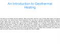 An Introduction to Geothermal Heating PowerPoint PPT Presentation