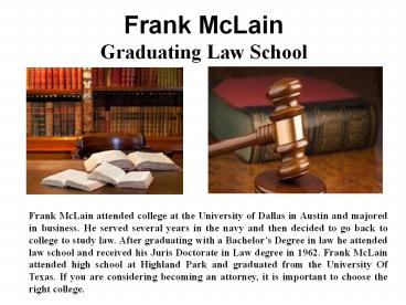 Frank McLain -  Graduating Law School
