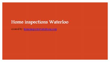 Home inspections Waterloo