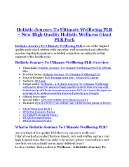 Holistic Journey To Ultimate Wellbeing 270 PLR Review & Holistic Journey To Ultimate Wellbeing 270 PLR $16,700 bonuses
