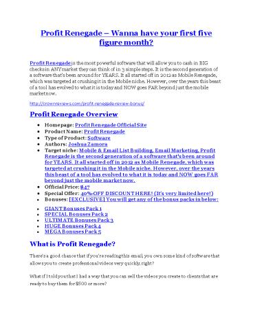 Profit Renegade Review demo - $22,700 bonus