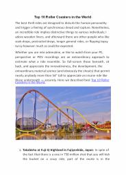 Top 10 Roller Coasters in the World