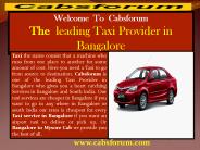 Outstation car hire in bangalore|Cabs Forum