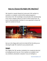 How to Choose the Right CNC Machine?