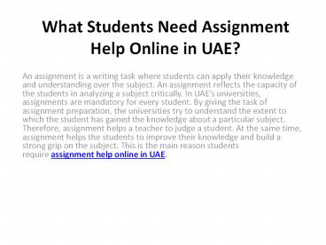 What Students Need Assignment Help Online in UAE?