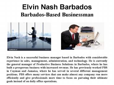 Elvin Nash Barbados - Barbados-Based Businessman