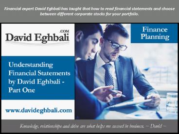 David Eghbali Financial Statements Analysis