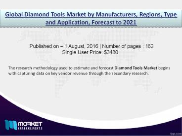 Global Diamond Tools Market Key Manufacturers and Market Analysis