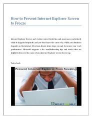 How to Prevent Internet Explorer Screen from Freezing
