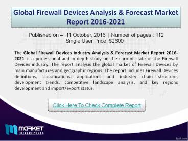 2021 Analysis Global Firewall Devices Market