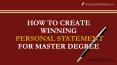 Creating Winning Personal Statement PowerPoint PPT Presentation