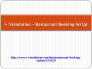Restaurant Booking Script - i- Netsolution