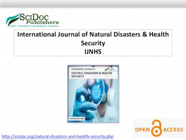 International Journal of Natural Disasters & Health Security
