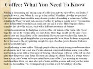 Coffee What You Need To Know