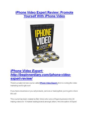 iPhone Video Expert review- iPhone Video Expert $27,300 bonus & discount