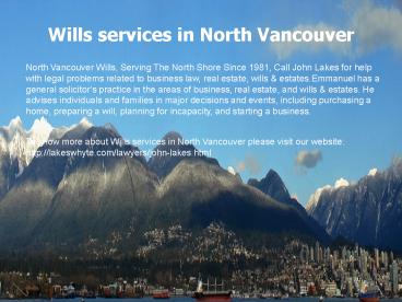 Wills services in North Vancouver