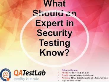 What Should an Expert in Security Testing Know?