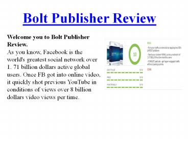 Bolt Publisher Revie & Bonus - power