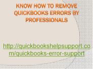 Know How To Remove QuickBooks Errors by Professionals